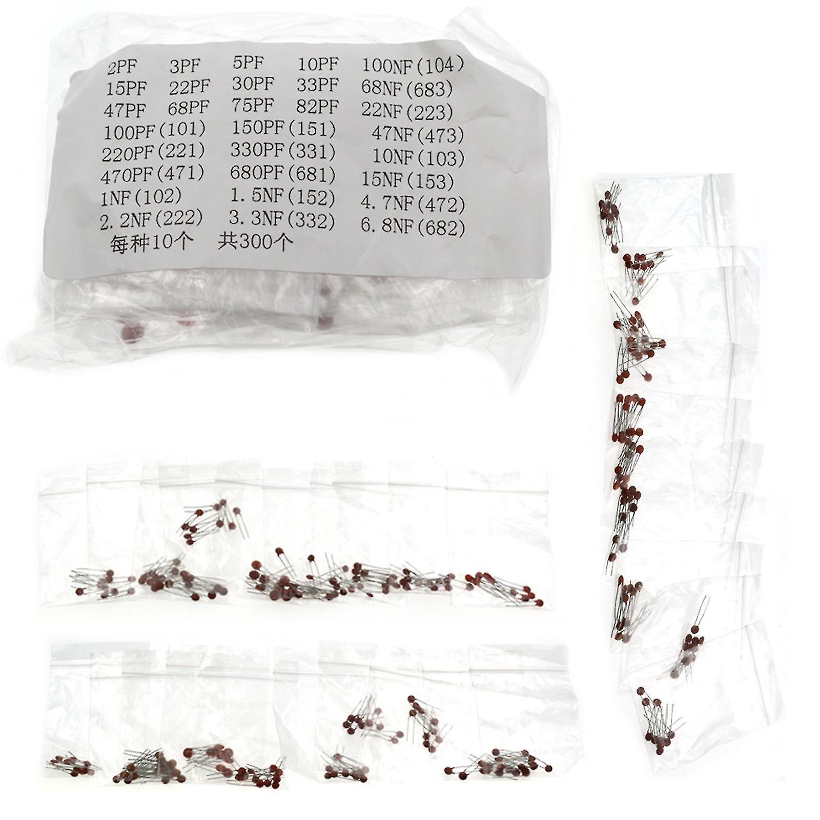 30 Verschiedene Keramik-dielektrikum-kondensatoren (musterpackungen) 2-680 Pf, 1 Nf-100 Nf