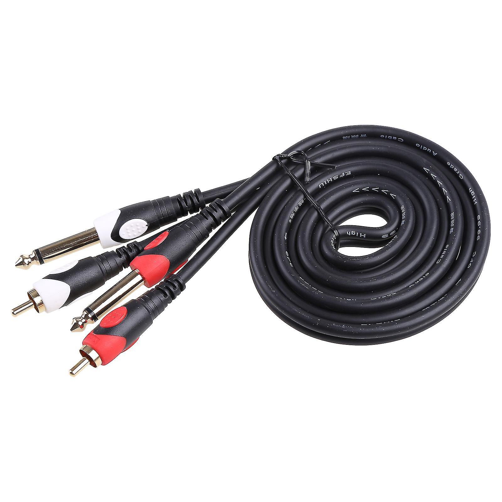 Dual Male Mono 6,35mm Auf Dual Rca Female Verlängerungs-mono-splitter-audiokabel