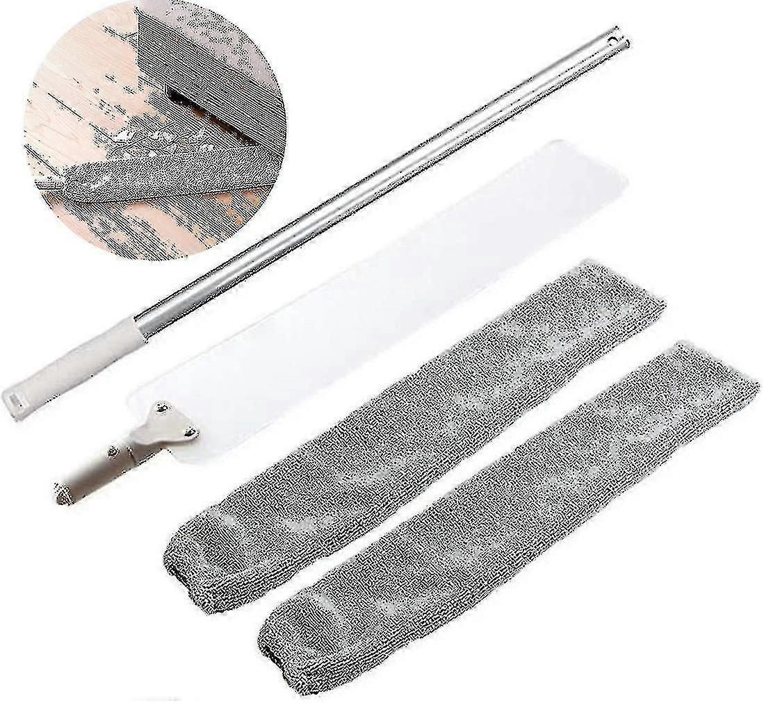 Staubwedel, Verstellbare Lange Staubbürste Und 2 Waschbare Stoffbezüge, Flexibler Flachwischer Für Den Haushalt Zum Entfernen Von Schmutz Und Haaren, Auch Unter Dem Sofa