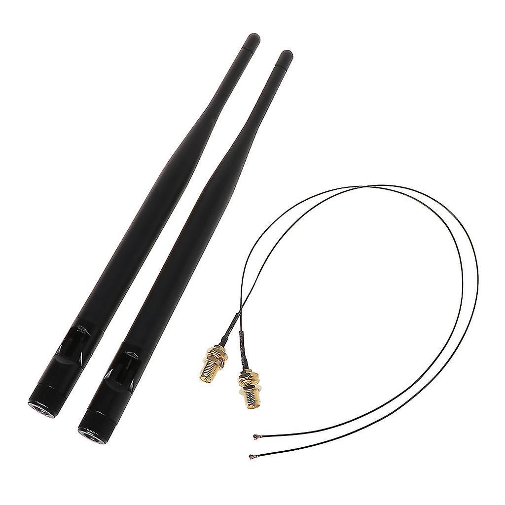 Dualband-antenne 6 Dbi Für Wlan-router Rp-sma 2,4 Ghz 5 Ghz + 2 X 31 Cm U.fl / Ipex