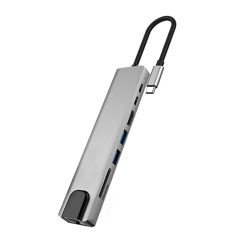 8-in-1 Usb-c-dockingstation Pd100w, Usb-hub Mit 2 Usb-anschlüssen, Hdmi-kompatiblem Rj45-kabel (100 M)