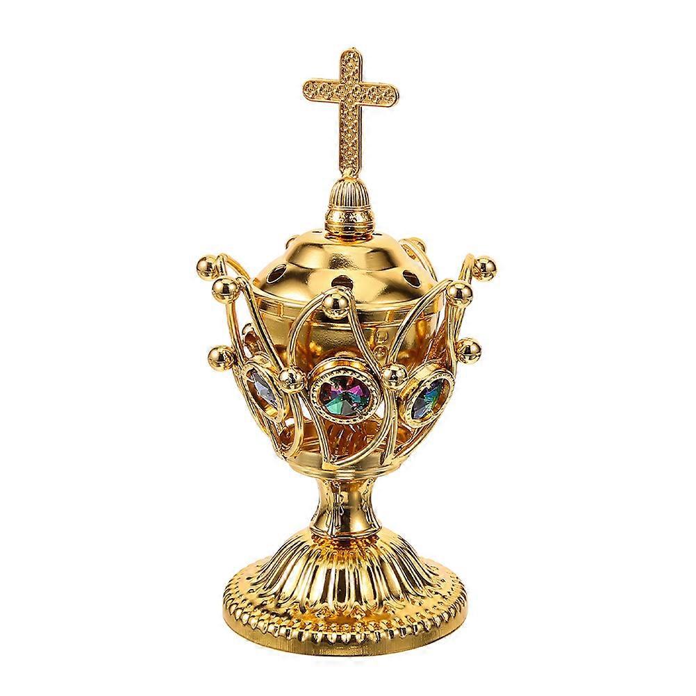 Elektrischer Räuchergefäß Im Orientalischen Stil, Tischgerät, Metall-räuchergefäß (mit Stecker)-14.00x9.00x9.00cm-golden