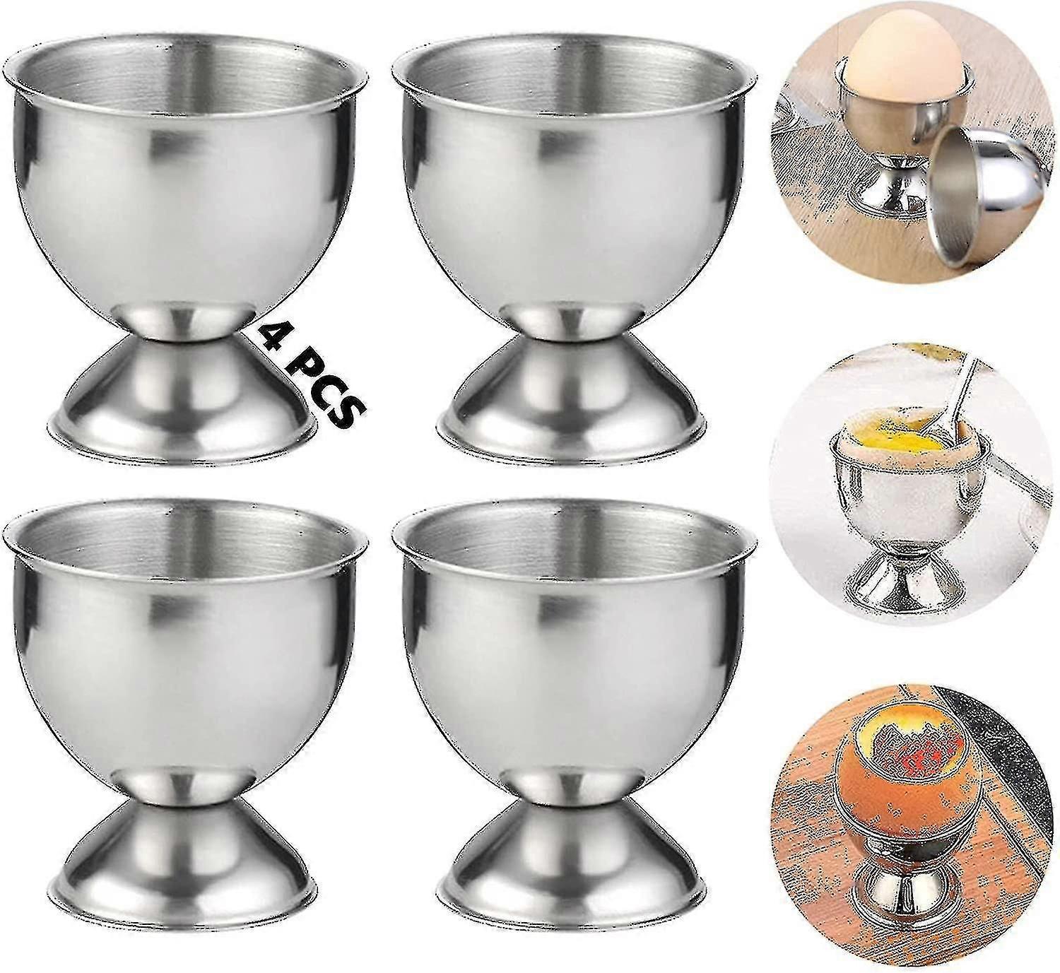 Eierbecher-set Aus Edelstahl, 4er-set, Für Weichgekochte Eier, Eierständer Aus Metall, Kreativer Eierbecher Für Die Küche, Ideal Für Geburtstage Und Hochzeiten.
