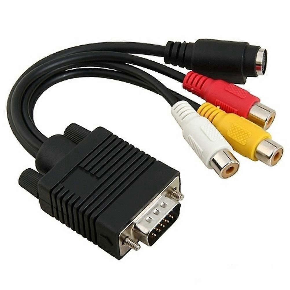 Vga Svga Zu S-video 3 Rca Av Adapter Konverterkabel-black