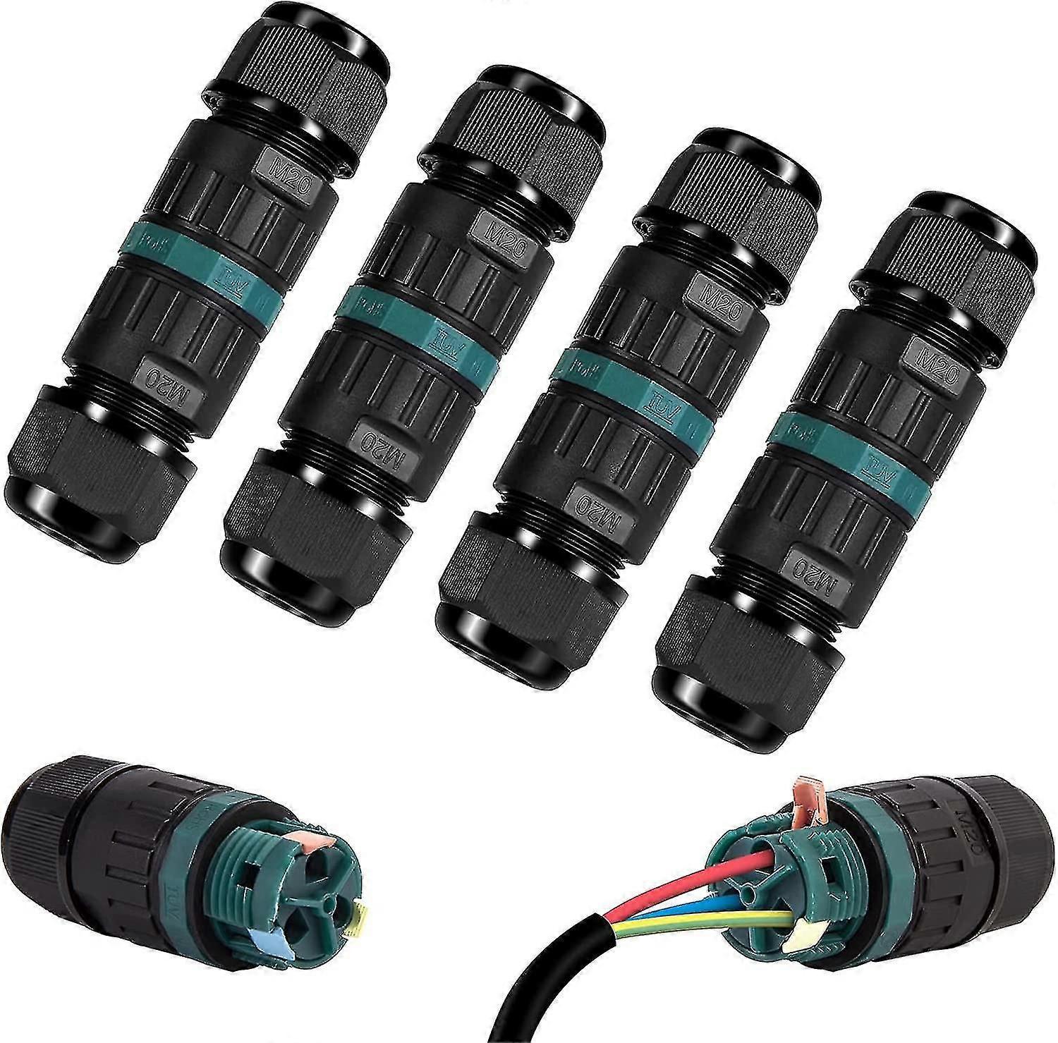 Ip68 Wasserdichte Anschlussdose – 4er-set 2-wege-außensteckverbinder, Wasserdicht Für 9–12 Mm