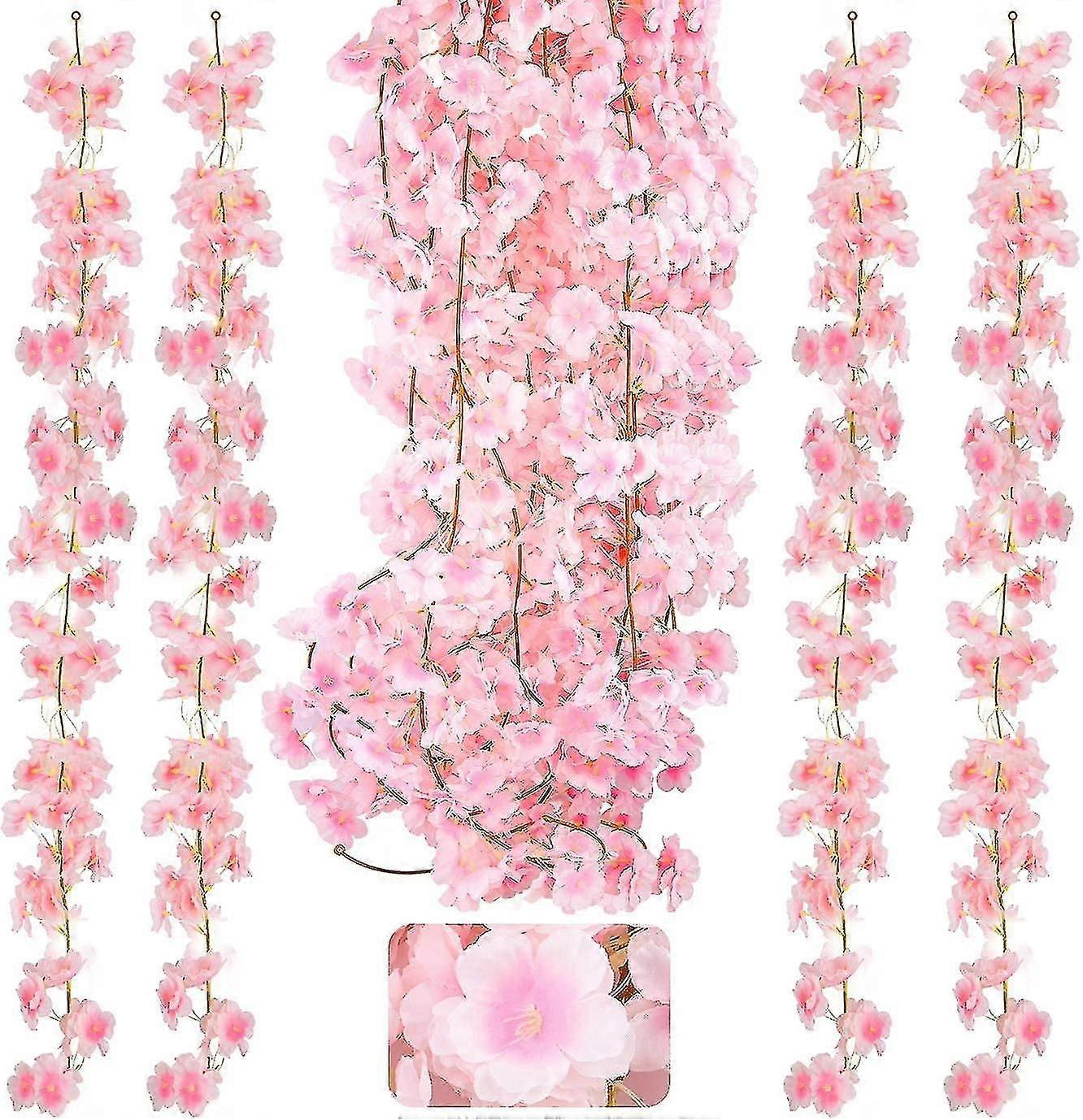 4er-pack Künstliche Kirschblütengirlande (1,7–1,8 M), Hängende Seidenblumen