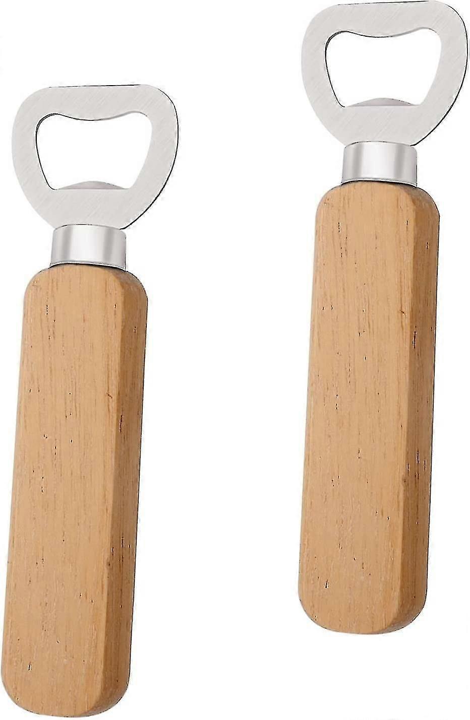 Pack Bottle Opener, Stainless Steel Bottle Opener Wooden Handle Beer Opener Personalized Bottle Opener For Kitchen Bar Camping(wood Color)