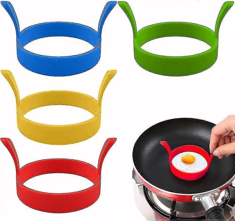 4er-pack Silikon-eierringe, Eierringform, Antihaftbeschichtet, Hitzebeständige Eierkochringe, Pfannkuchenringe