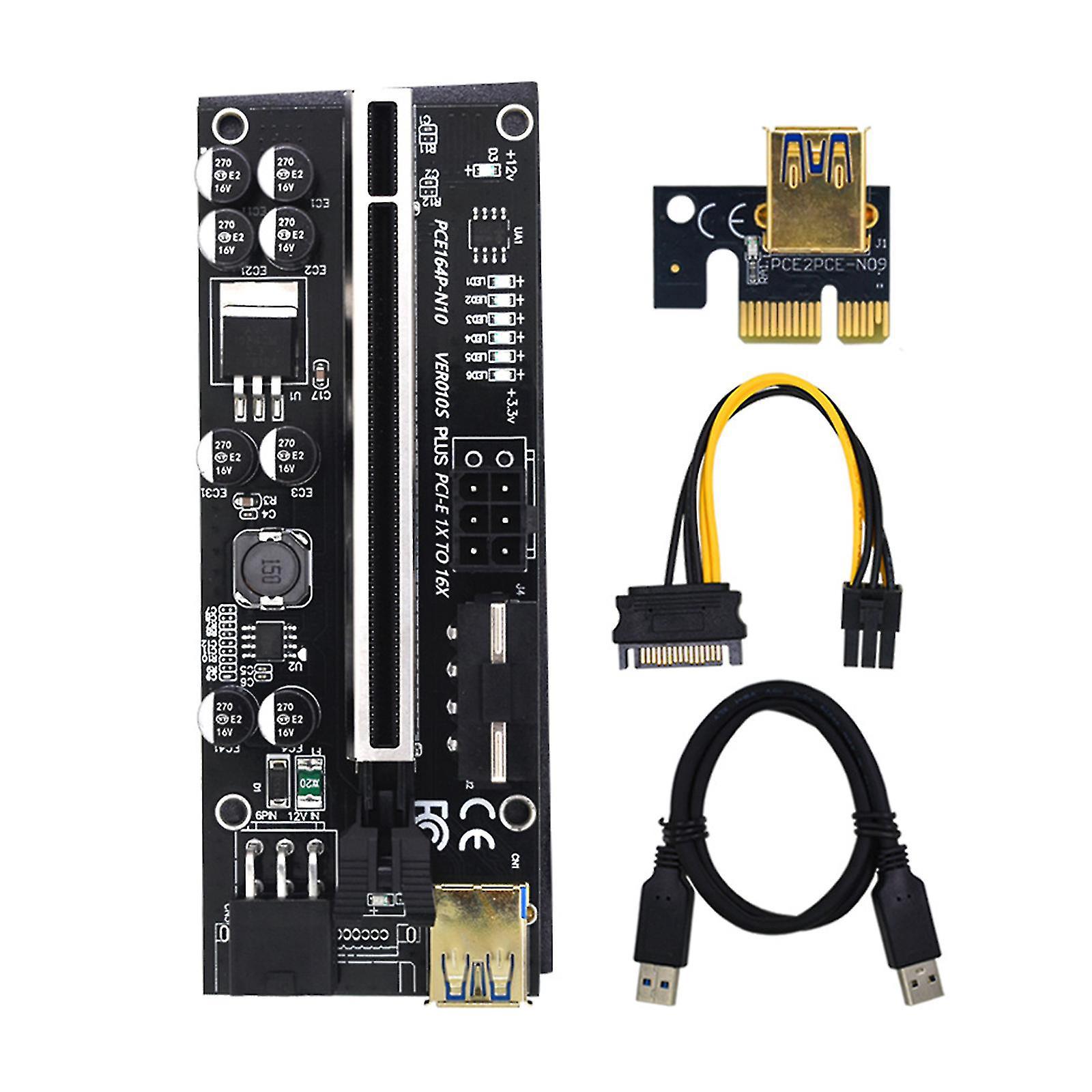 010s Plus Pcie Riser Pci Für Express X1 Auf X16 Adapter Usb 3.0 Led-laufschrift 8-port-adapter
