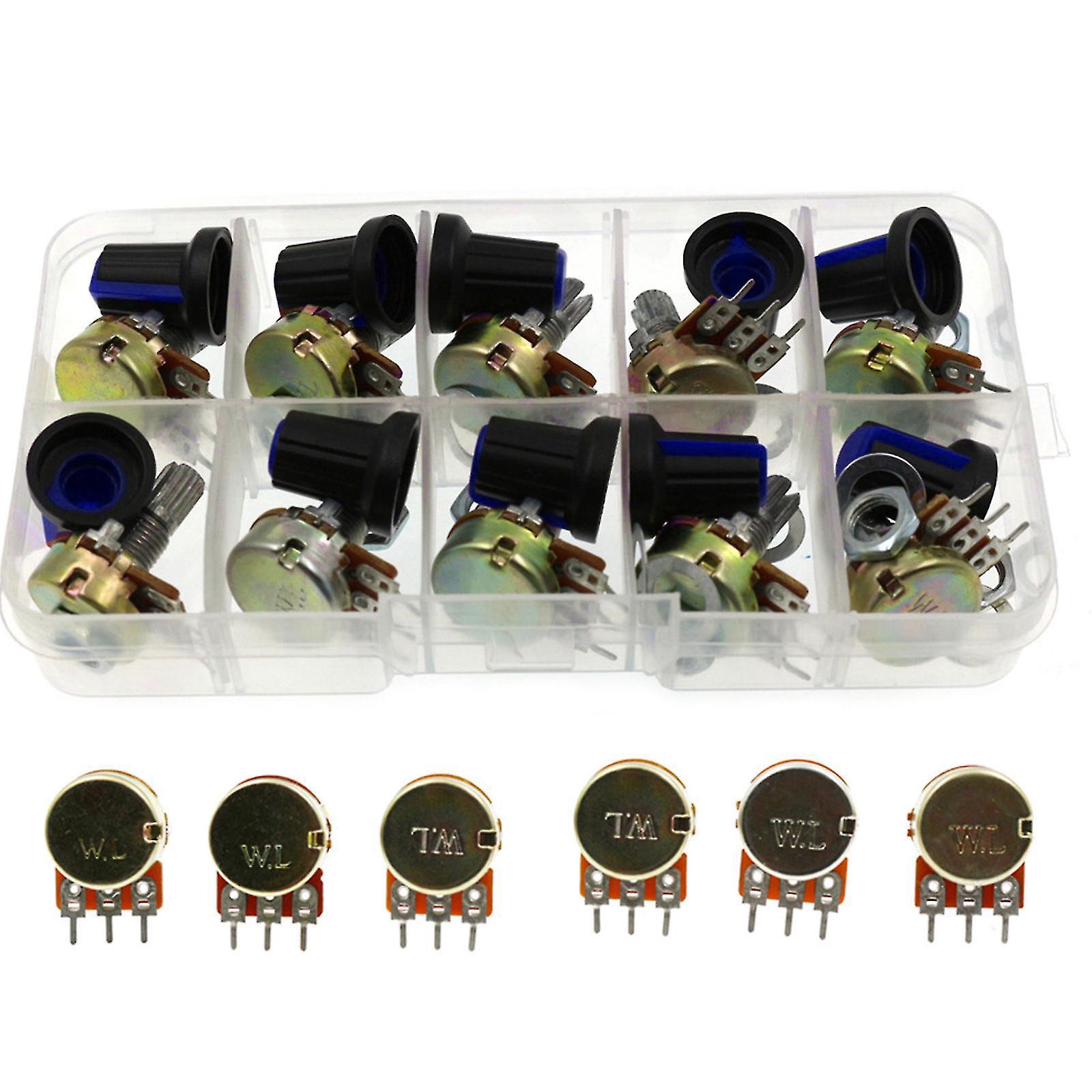 Wh148 Potentiometer-set B1/2/5/10/20/50/100/500k 1m 15mm Linear Taper Drehset