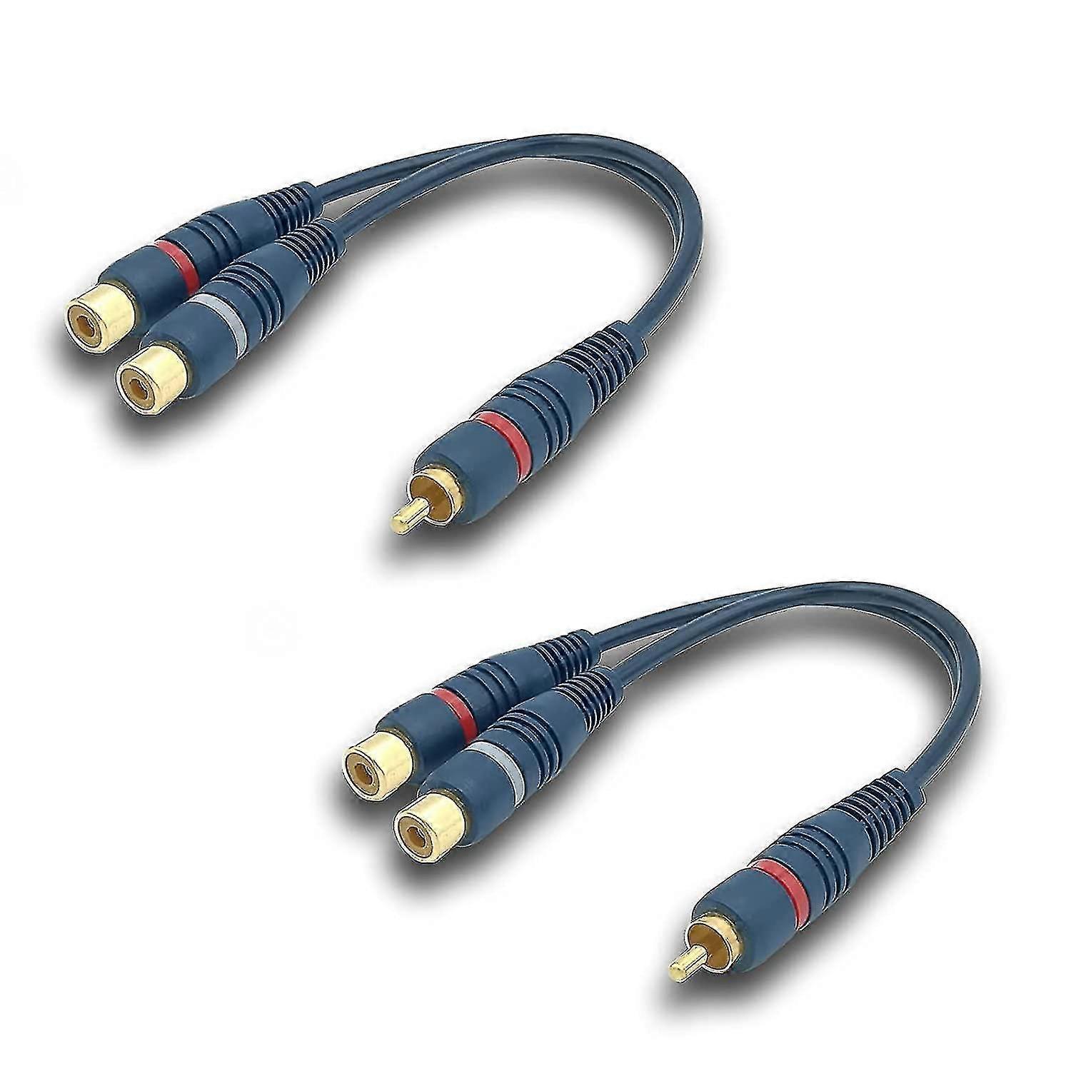 Rca-kabel-audio-splitter Cinch Y-kabeladapter, 15 Cm Rca-kabel 1 Stecker Auf 2 Buchsen (rca-y-kabel, 2er-pack, Blau)