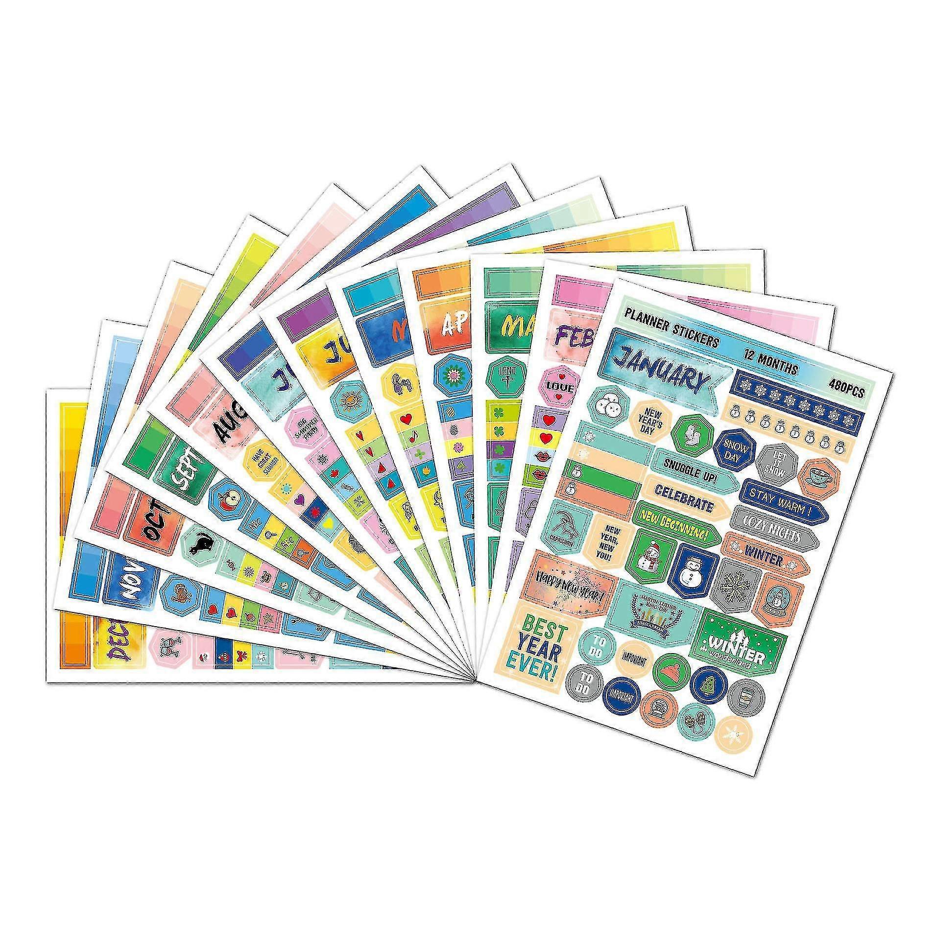 Cisea Sticker-set Mit 24 Bögen / 960 Teilen, Monats-, Datums- Und Inspirationssticker, Sticker-set Zum Planen Oder Dekorieren Von Tagebüchern