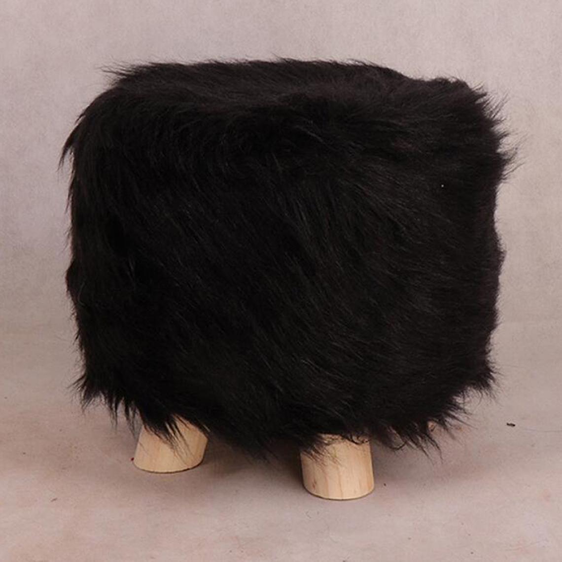 Runder Hocker Mit Fellbezug, Sesselüberzug, Leopardenmuster