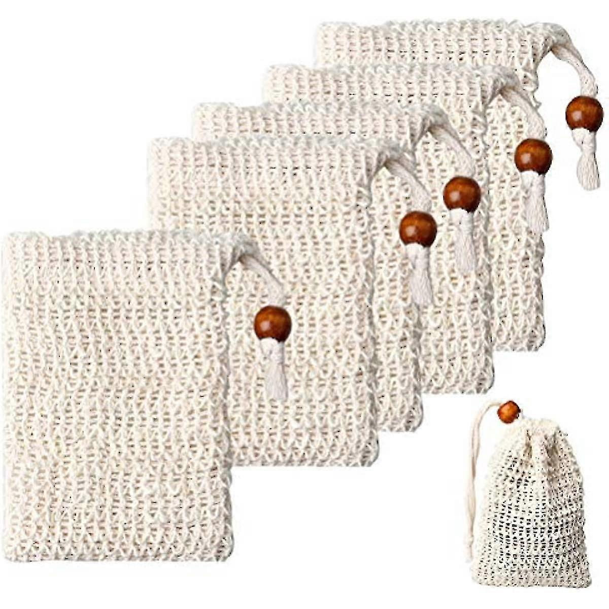 5 Stück Sisal-seifenbeutel, Umweltfreundliche Seifenaufbewahrungsbeutel, Natürliche Beutel Mit Kordelzug Für Bad Und Dusche