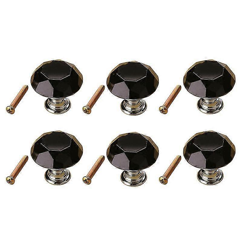 6 Stück Ultraleichte 40 Mm K9 Kristallglas-zinklegierungs-schrankschubladengriffe-black