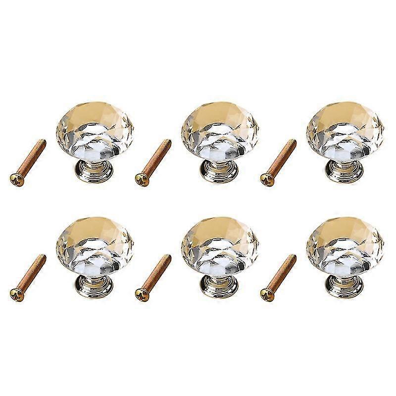 6 Stück Ultraleichte 40 Mm K9 Kristallglas-zinklegierungs-schrankschubladengriffe-clear