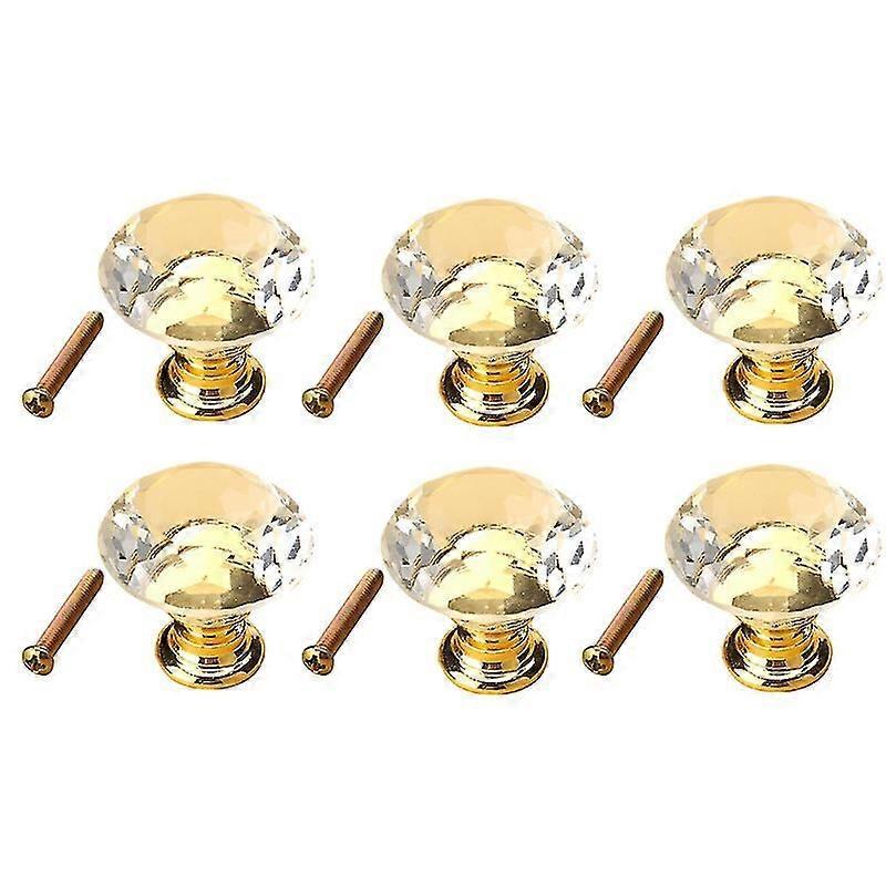 6 Stück Ultraleichte 40 Mm K9 Kristallglas-zinklegierungs-schrankschubladengriffe-golden Base