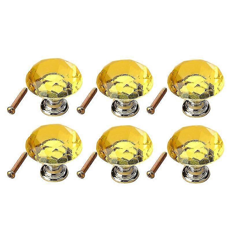 6 Stück Ultraleichte 40 Mm K9 Kristallglas-zinklegierungs-schrankschubladengriffe-yellow