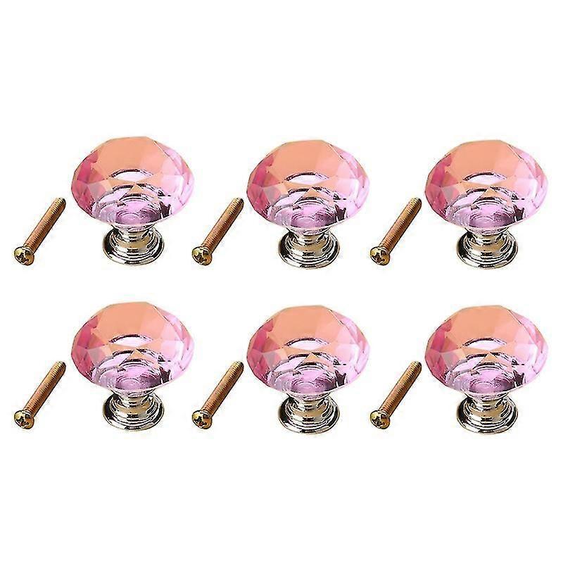 6 Stück Ultraleichte 40 Mm K9 Kristallglas-zinklegierungs-schrankschubladengriffe-pink