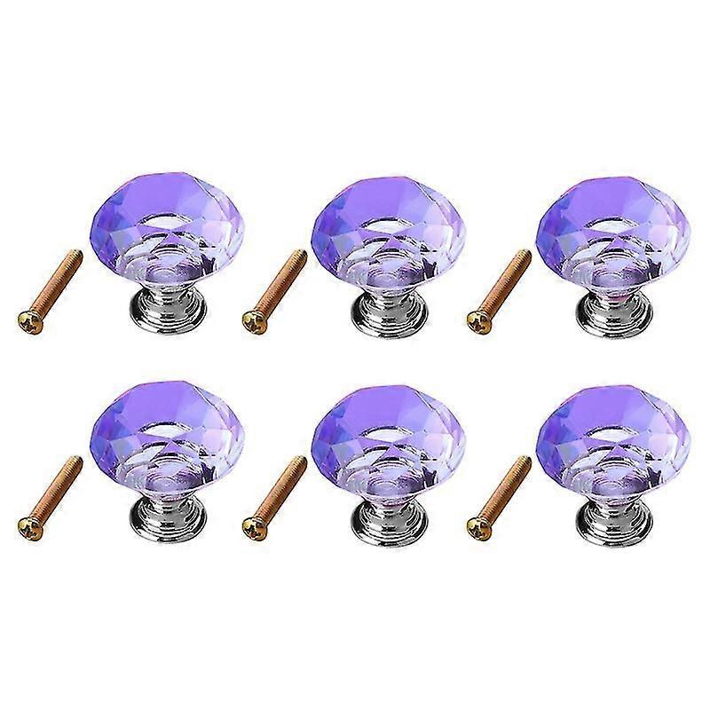 6 Stück Ultraleichte 40 Mm K9 Kristallglas-zinklegierungs-schrankschubladengriffe-purple