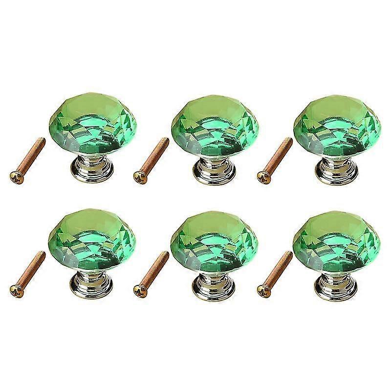 6 Stück Ultraleichte 40 Mm K9 Kristallglas-zinklegierungs-schrankschubladengriffe-green