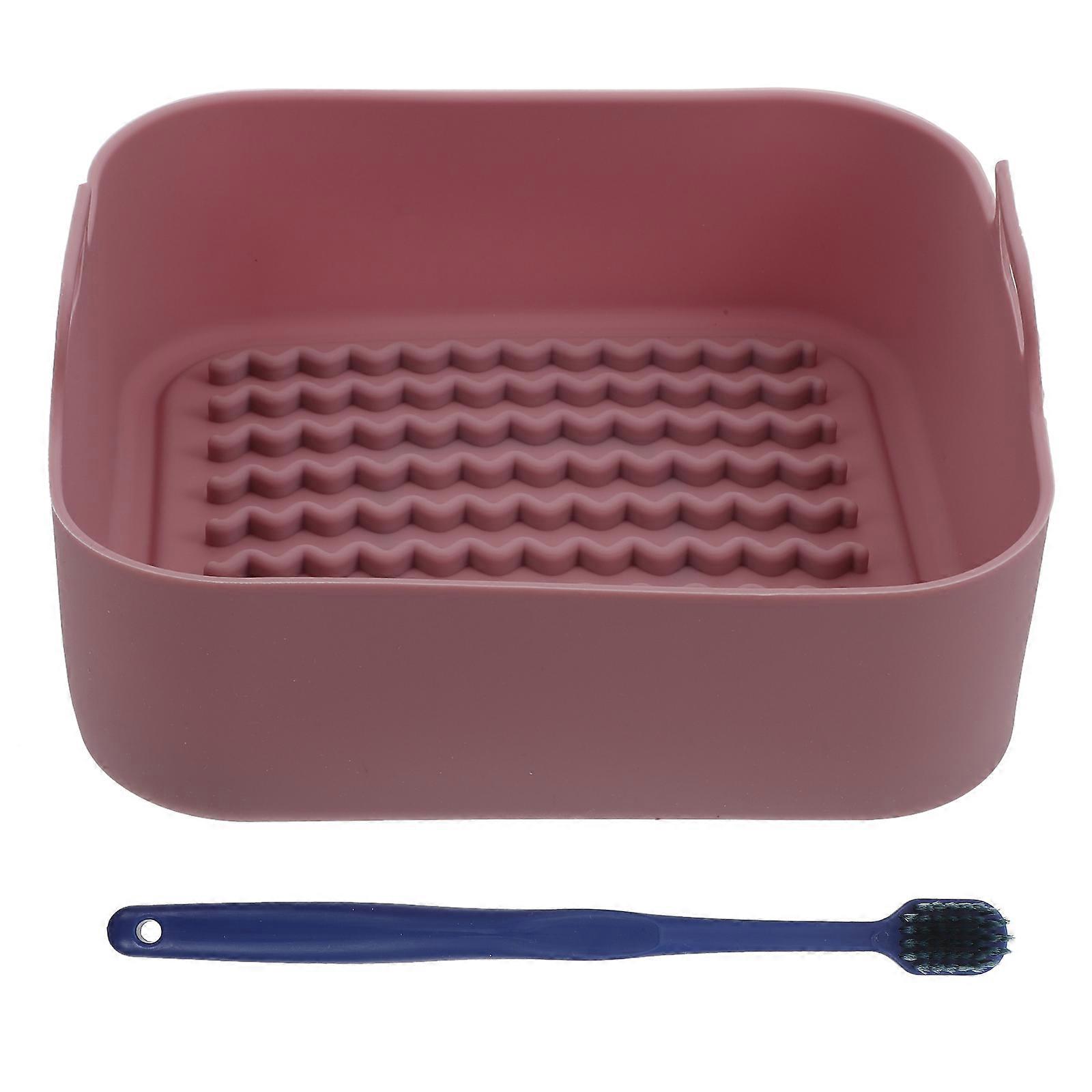 Wiederverwendbarer Airfryer-topf, Silikontopf, Backkorb, Grilltopf, Airfryer-backwerkzeug-20x20x6cm-pink