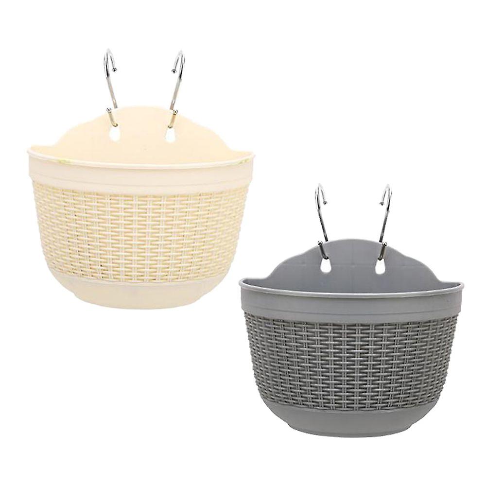2x Hängender Gartenblumentopf Aus Kunststoff-rattan Mit Haken M