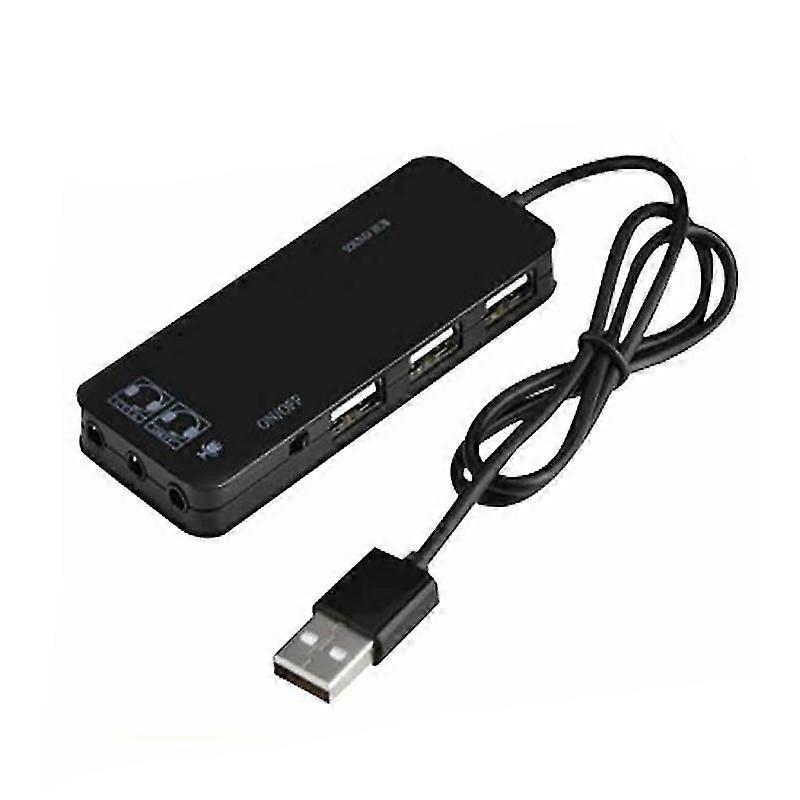 7.1-kanal-soundkarten-hub Mit 3 Usb-anschlüssen, Externem Audio-mikrofon-adapter Für Pc Und Laptop-white
