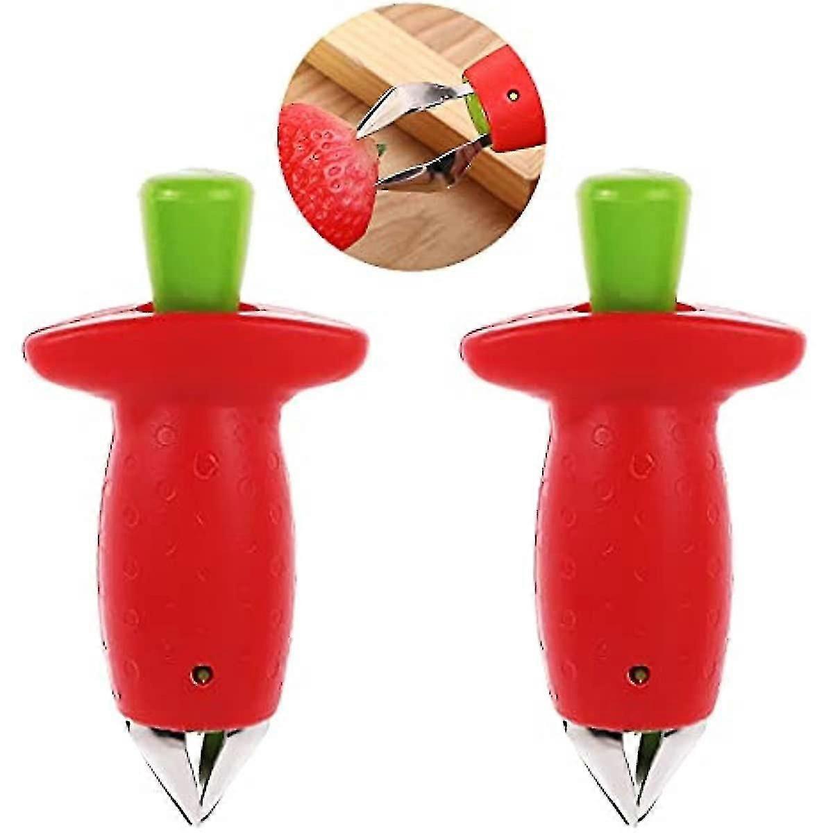 2er-pack Magischer Erdbeerentkerner, Erdbeerentkerner, Stiel- Und Blattentferner, Edelstahl, Obst- Und Gemüseentkerner, Stielentferner, Kernentferner, Ideal Zum Backen Und