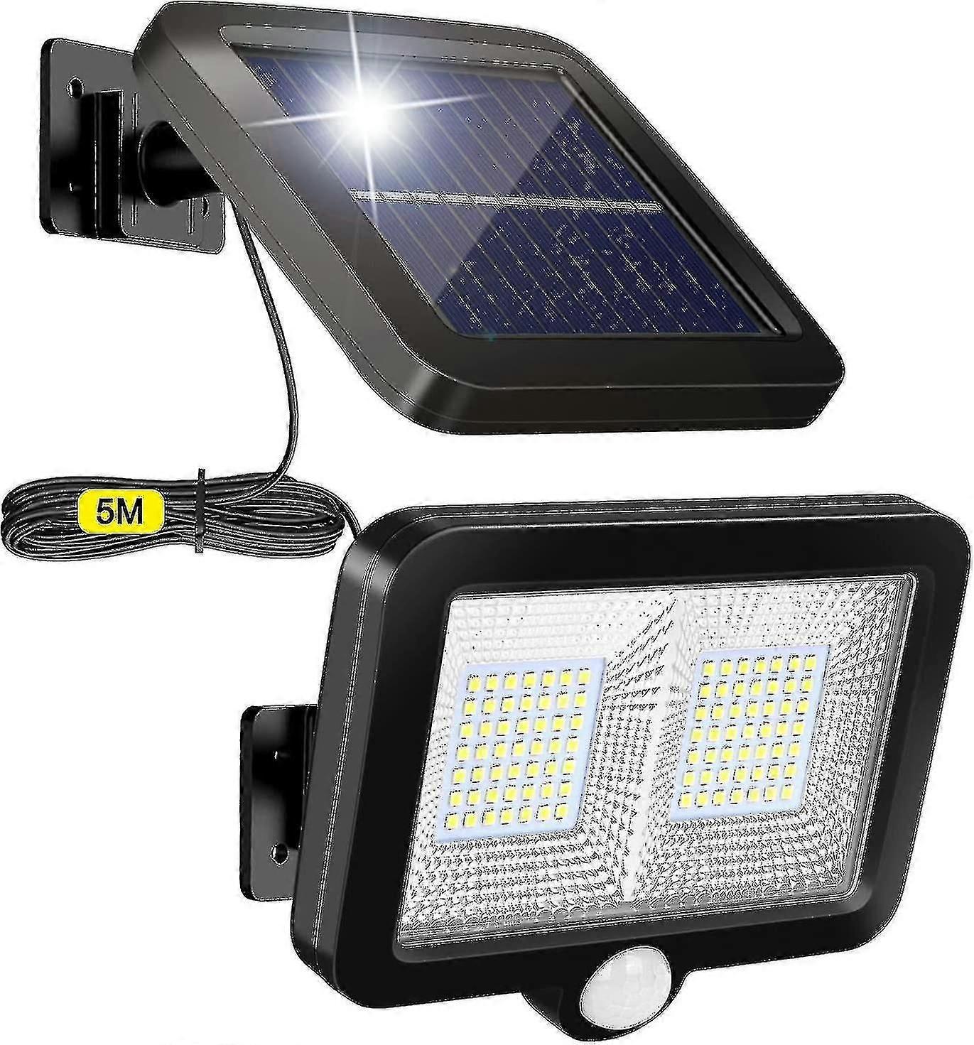 Solarbetriebene Außenleuchte Mit Bewegungsmelder, 98 Leds, Wasserdicht (ip65), 120° Abstrahlwinkel, Mit 5 M Kabel Für Gartenhaus, Garage Usw.