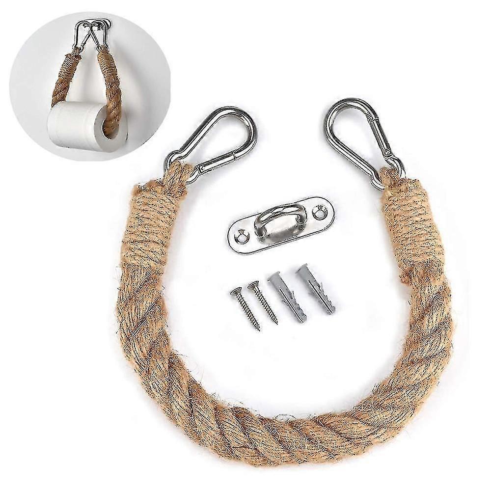 Wandmontierter Kreativer Toilettenpapierrollenhalter Aus Hanf Mit Lanyard