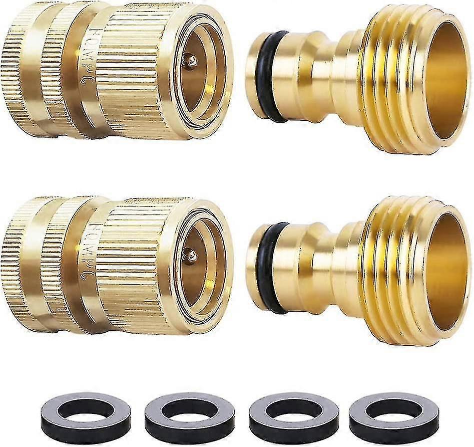 Schnellkupplung Für Gartenschläuche, Massives Messing, Schnellkupplung Für Gartenschläuche, Wasserschlauchverbinder, Gartenschlauch-schnellkupplung, 3/4 Zoll (2 Sets)