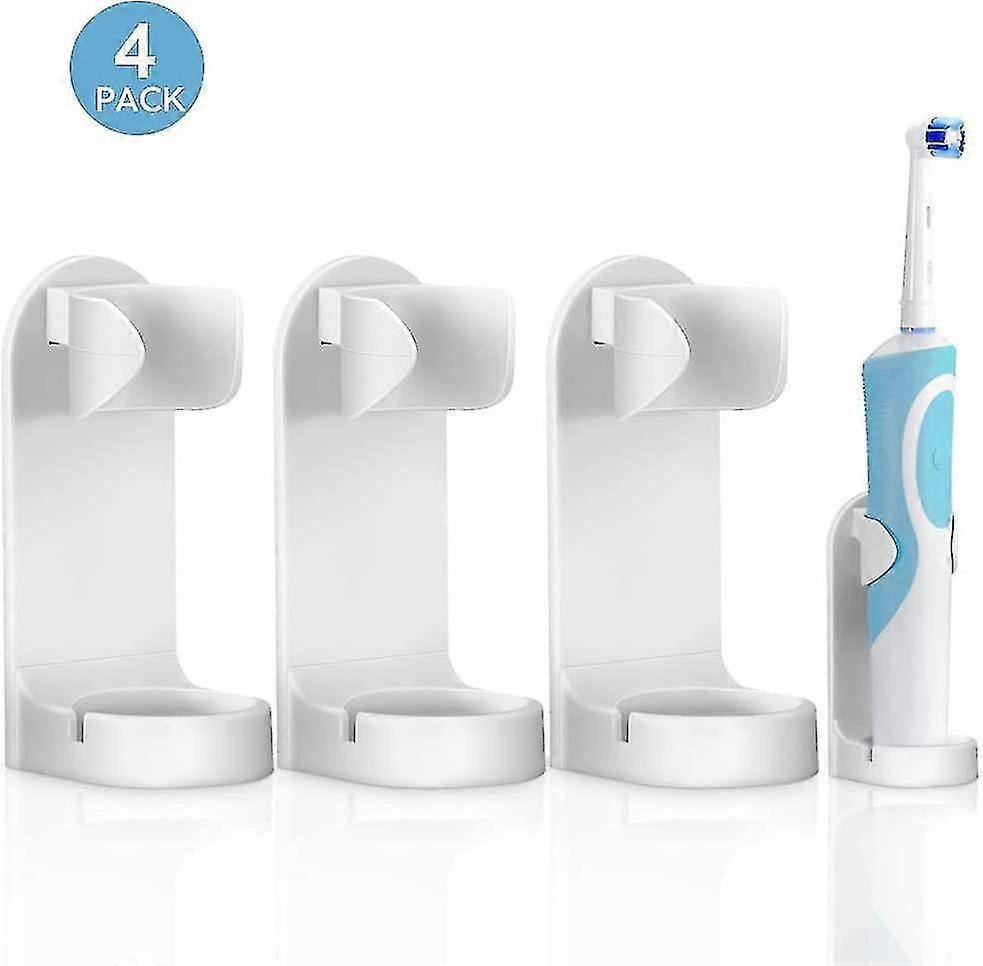 Electric Toothbrush Holder, Multi-functional Plastic Self-adhesive Wall Mounted Toothpaste Organizer 4 Accessories Holder For Bathroom And Kitchen