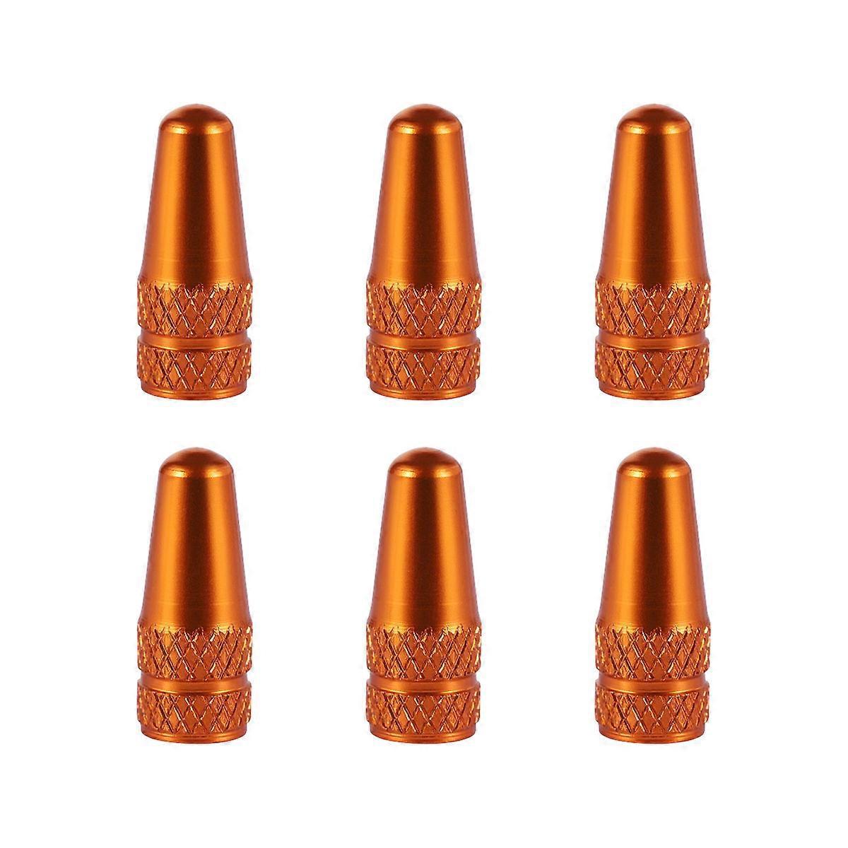 Vorcool 6 Stück Französische Kappen Aus Aluminiumlegierung Für Mtb-, Rennrad- Und Mountainbike-reifen, Luftkappen, Staubschutzkappen (orange)-1.70x0.60x0.60cm-orange
