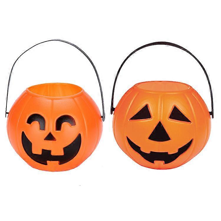Kreative Halloween-kürbis-eimer-tragbare-kürbis-lampe-horror-geisterfest-atmosphäre-requisite (zufälliger Stil)-18.00x18.00x14.00cm-orange