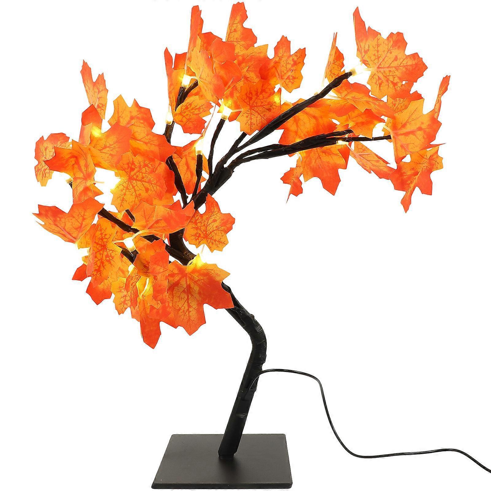 Beleuchteter Künstlicher Baum, Usb-betrieben, Ahornform, Tischdekoration-33x16x6cm-orange