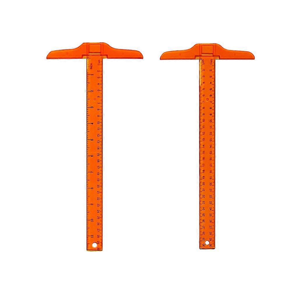 2 Stück 30 Cm T-lineal Mit Doppelseitiger Skala, T-förmiges Lineal Aus Kunststoff, Messwerkzeug Für Technische Zeichnungen Und Allgemeine Layoutarbeiten - Zoll/cm Und Doppelzentimeter (orange)-30x15cm