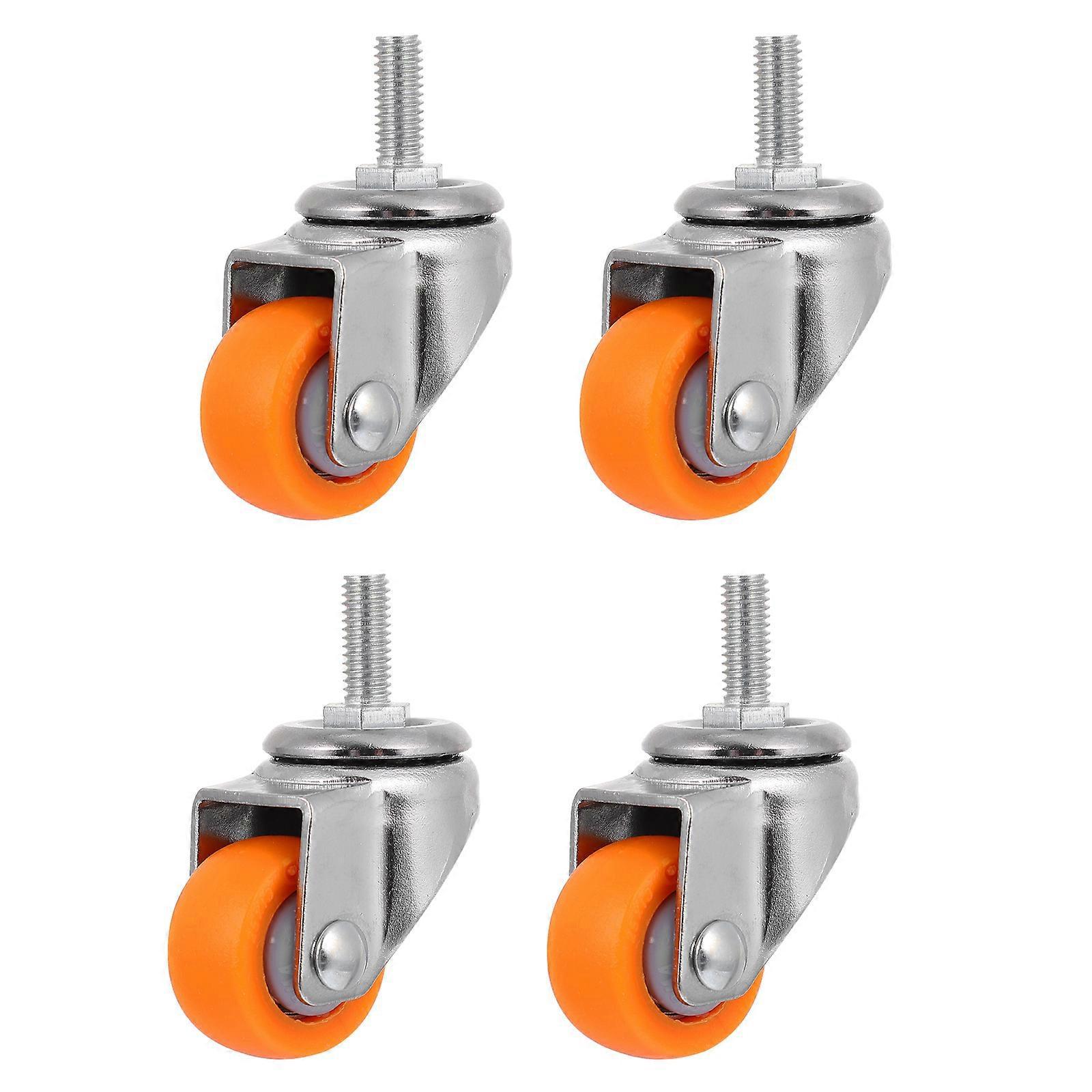 4 Stück Geräuscharme Möbelrollen, Industrierollen, Leise Rotationsrollen-5.5x4cm-orange