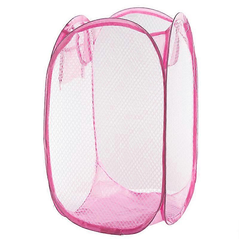 Zusammenklappbarer, Leicht Zu Öffnender Wäschekorb Aus Netzgewebe Für Studentenwohnheime (pink)-30.00x30.00x48.00cm-pink