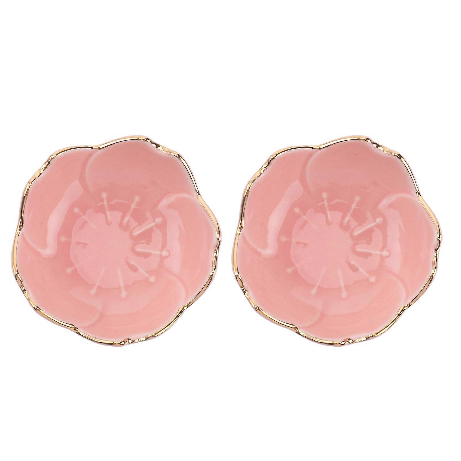 2er-set Keramik-gewürzschalen Mit Sakura-design, Porzellan-saucenteller Für Gewürze, Küche, Grill (rosa)-7.00x7.00x2.80cm-pink