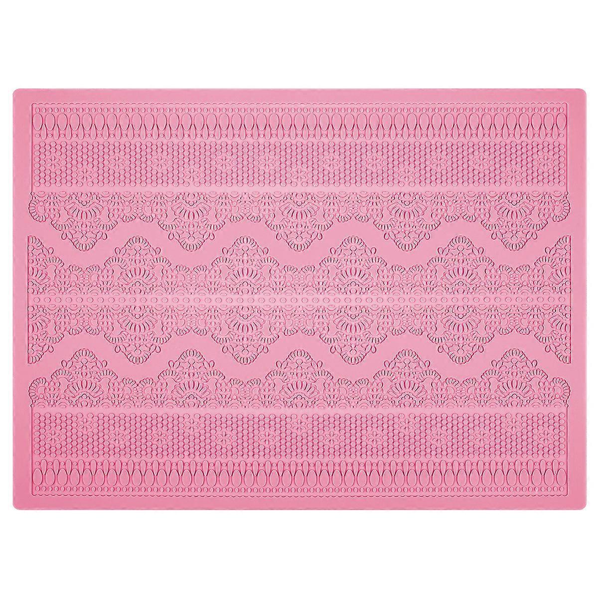 Bestomz Silikon-kuchenform, Präge-kuchenmatte, Strukturierte Spitze, Silikon-kuchenunterlage (pink)-pink