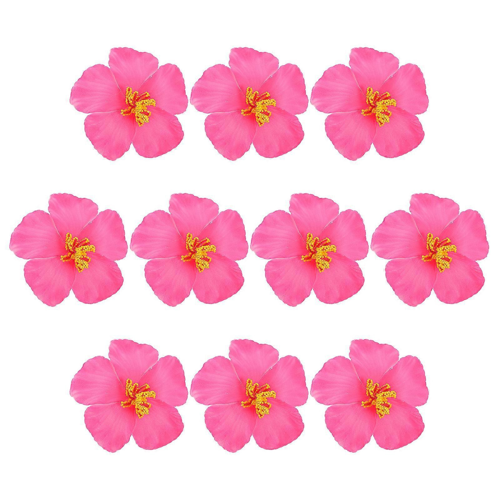10 Stück Wunderschöne Hibiskusblüten, Hübsche Rosa Blüten, Praktische Künstliche Blumen-10.00x10.00x1.00cm-pink