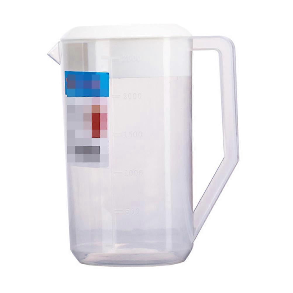 Messkessel Mit Skala, Getränkebehälter Mit Deckel, Hitzebeständiger Kaltwasserkrug, Saftkrug Aus Kunststoff (2500 Ml, Weiß)-13.2x22.8cm-white