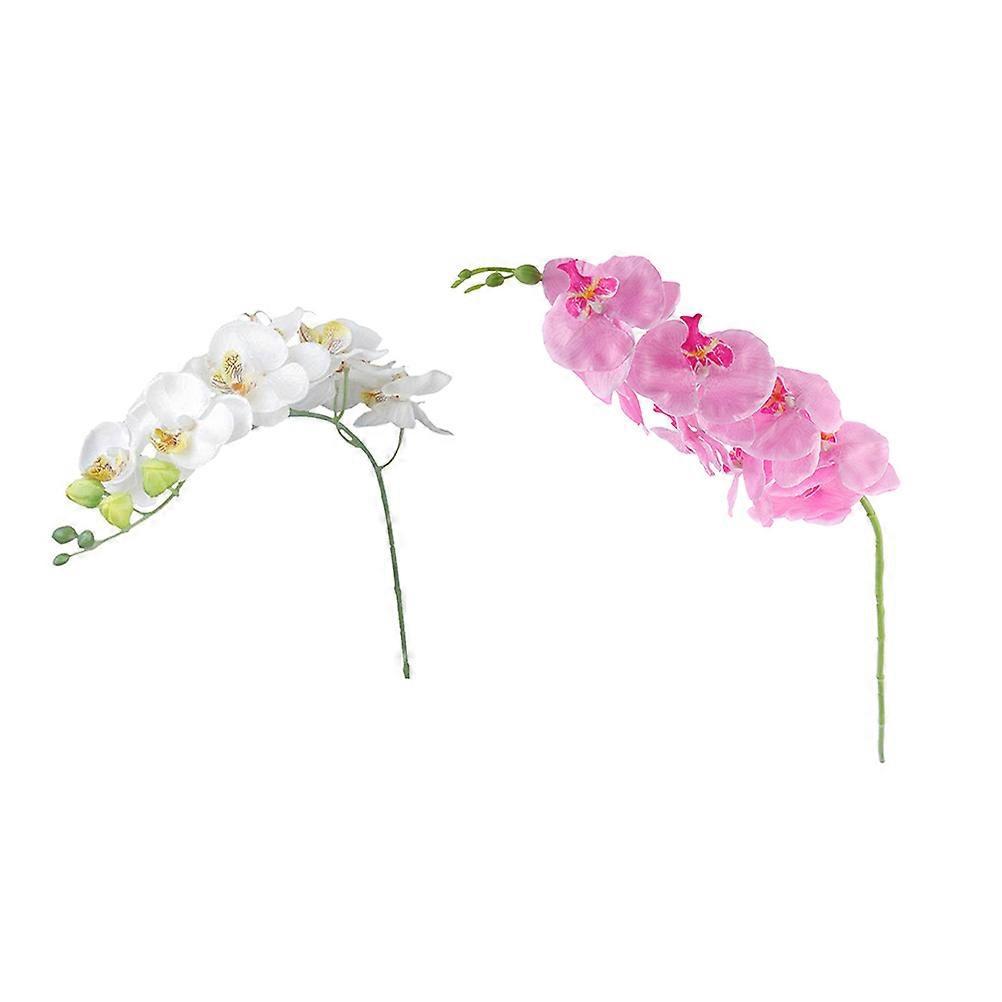 2 Künstliche Orchideenblumen Zur Heimdekoration (rosa + Cremeweiß)