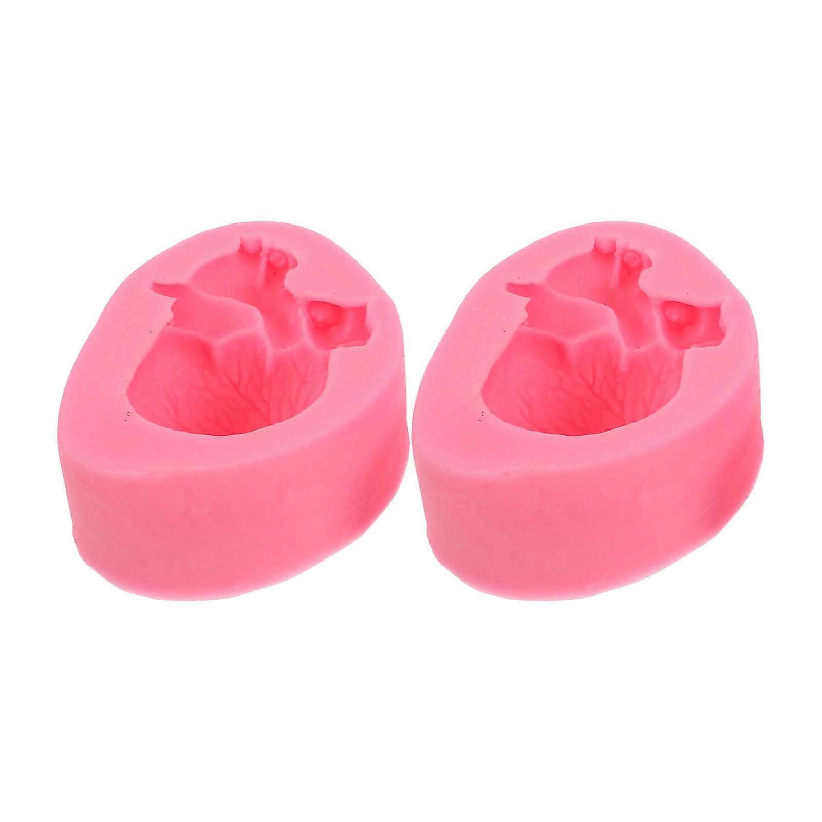 2 Stück Halloween-herz-backformen Für Fondant-schokoladenkuchen (rosa)-8x6x3cm-pink