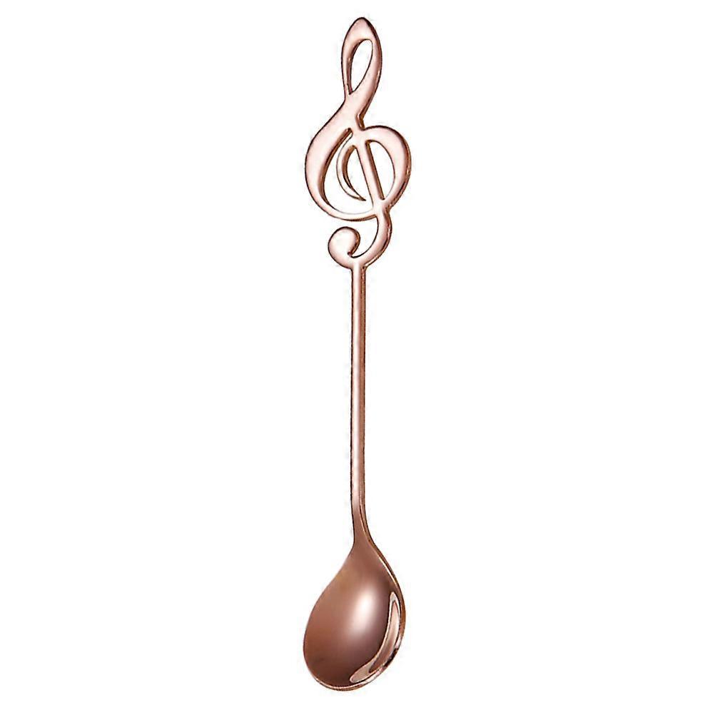 Kaffeelöffel Aus Edelstahl Mit Titanbeschichtung, Mit Notenmuster, Rührlöffel, Dessertlöffel, Geschirr (roségold)-1pcs-golden