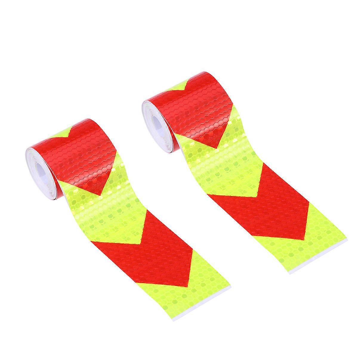 Stück Warnstreifen, Reflektierende Gitterfolie, Karosserieaufkleber, Warnband, Fluoreszierender Sicherheits-nachtsichtpfeil-aufkleber (fluoreszierender Gelber Roter Pfeil)-2 Pcs