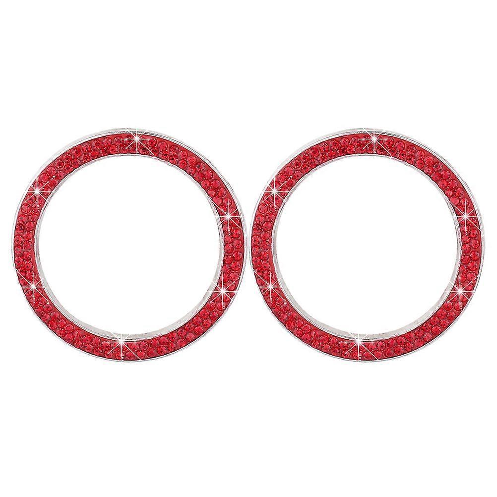 2 Stück Auto-zündknopfring-aufkleber, Motorstart-stopp-knopfring-aufkleber, Kristall-bling-strass-autodekor-zubehör (rot)-4x4x3cm-red