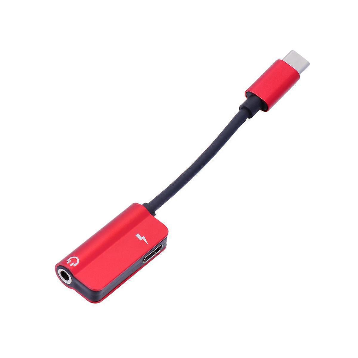 2-in-1 Usb-typ-c-auf-3,5-mm-kopfhöreradapter-ladegerät, Usb-c-audiokabel, 3,5-mm-klinken-kopfhöreradapter Für Handys (rot)-12.51.60.8cm-red