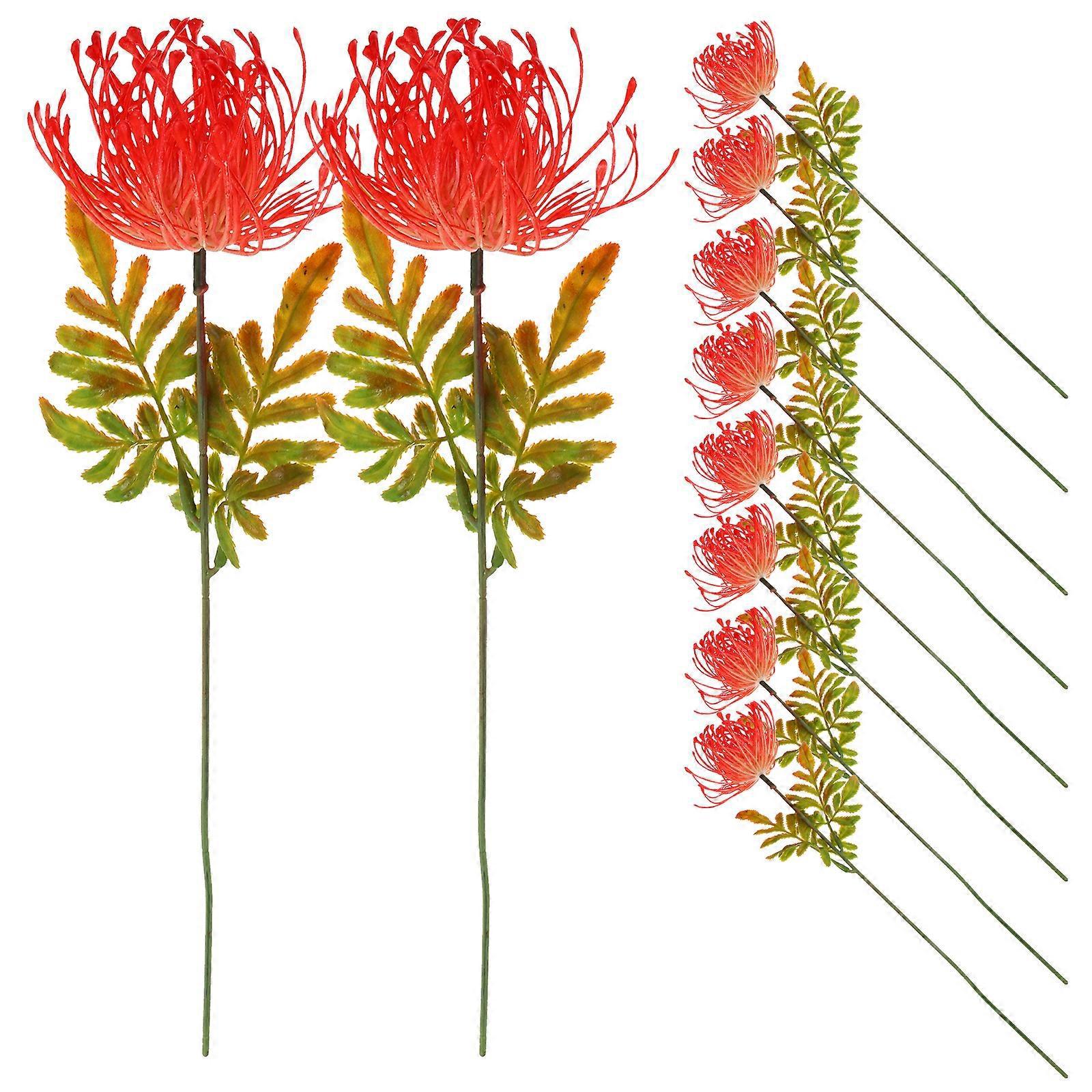 10 Künstliche Blumenstiele, Rote Spinnenlilien (lycoris Radiata)-34.00x8.00x8.00cm-as Shown